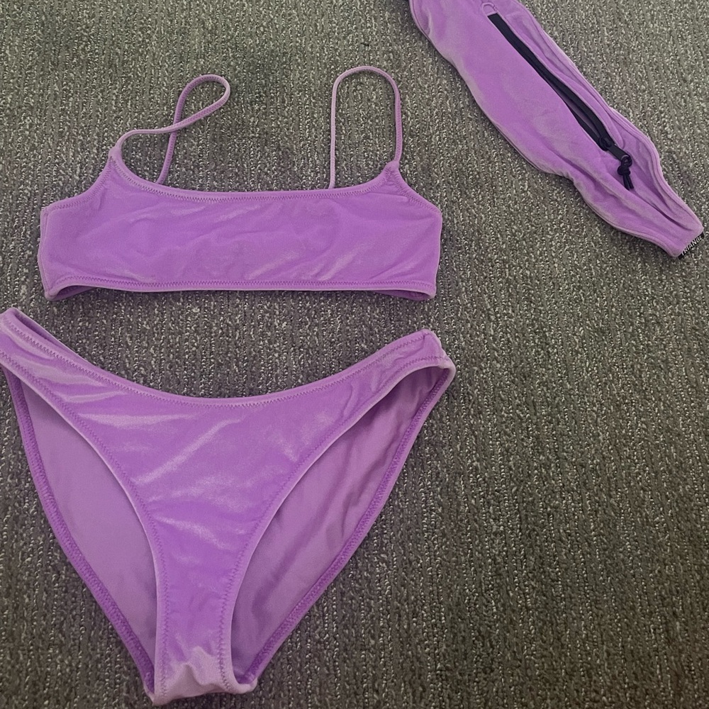 Triangle violet velvet swimsuit (never worn)